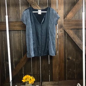 Anthropologie DOLAN Velvet Veneer Gray Top Size S